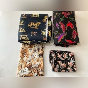 Quilting Remnants Fabric Sewing Lot Birds Dogs Cotton